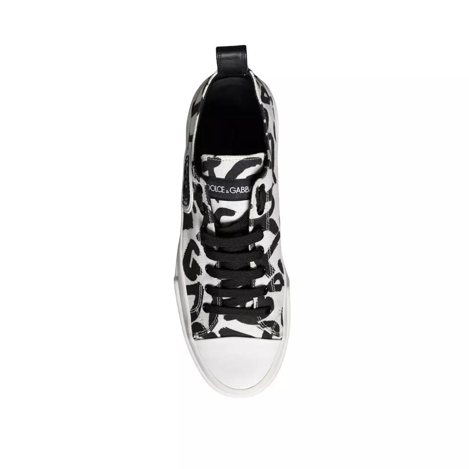 Black White Canvas Low Top Sneakers Men Shoes