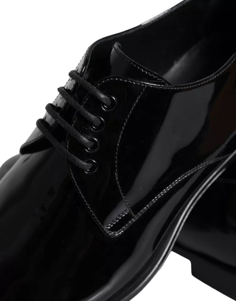 Black Patent Leather Derby Formal Dress Shoes