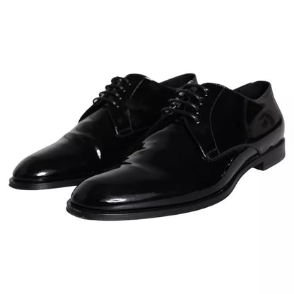 Black Calfskin Leather Derby Men Dress Shoes