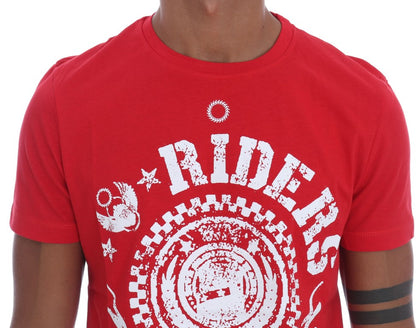 Chic Red 'RIDERS' Motive Crewneck Tee