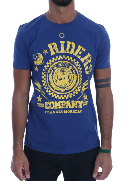 Stylish Blue Riders Motif Cotton Tee