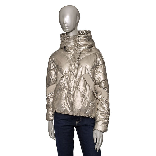 Silver Polyester Jackets & Coat