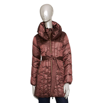 Burgundy Polyester Women Coat