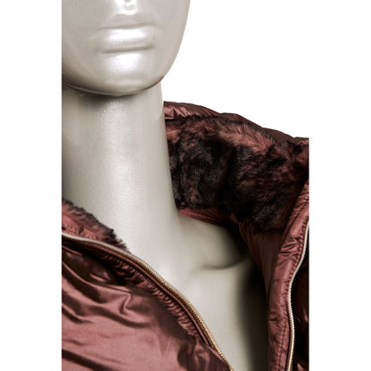 Burgundy Polyester Women Coat