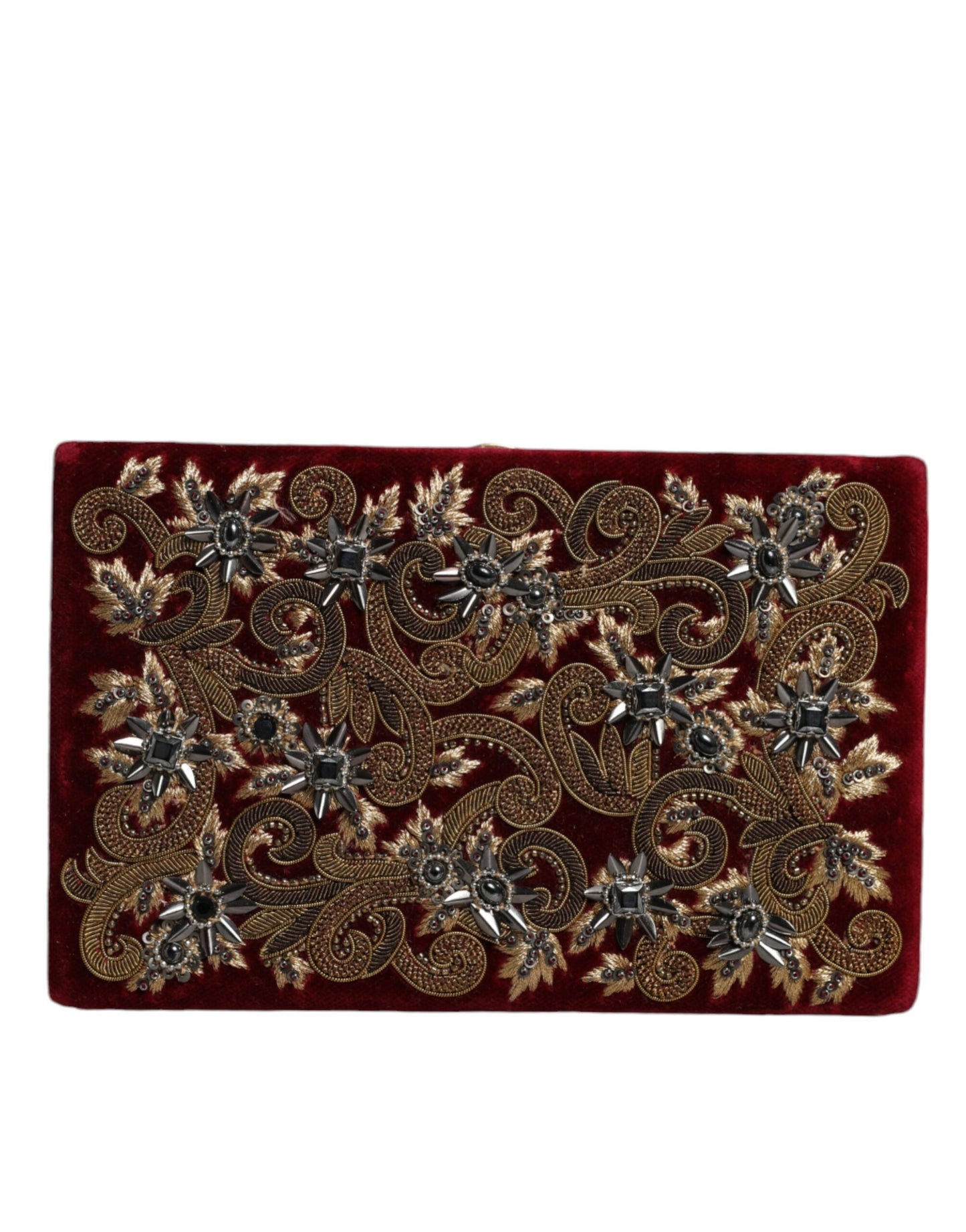 Red Velvet Gold Frame Clutch Evening Party Purse Bag