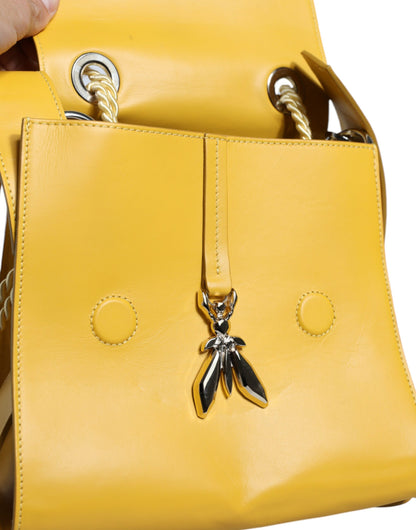 Yellow Leather Shoulder Strap Top Handle Bag