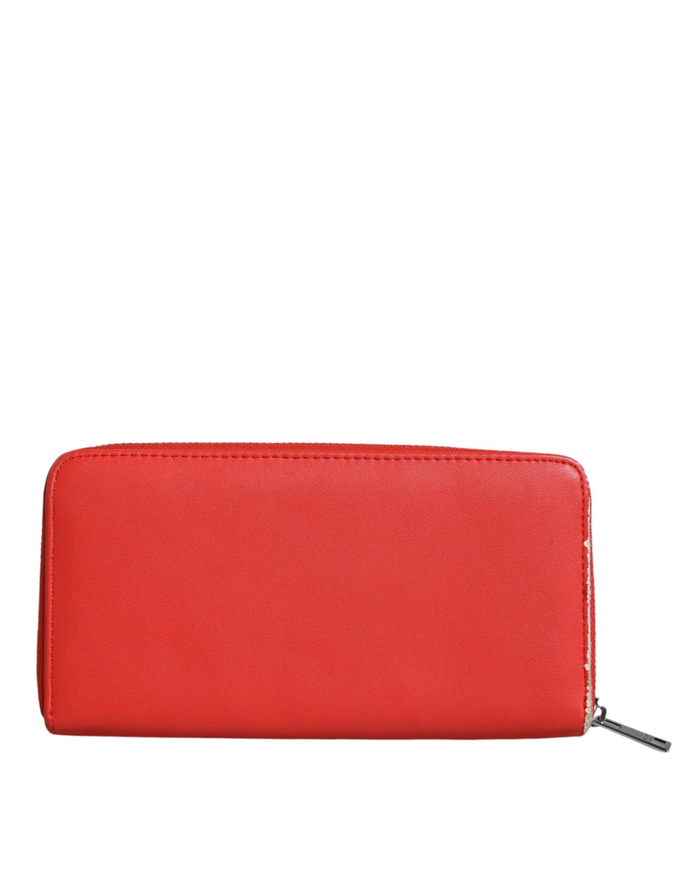 Red Leather Continental Zip Around Card Holder Bifold Clutch Wallet