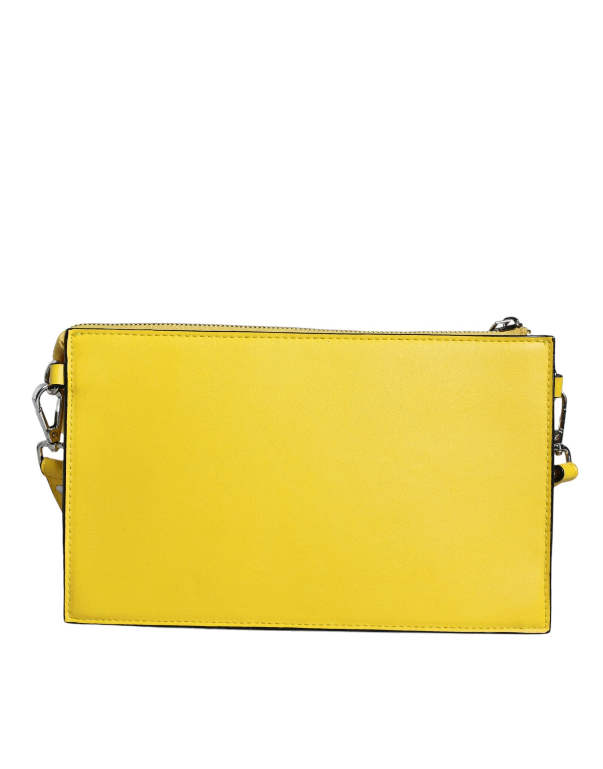 Yellow Leather Logo Crossbody Sling Shoulder Bag