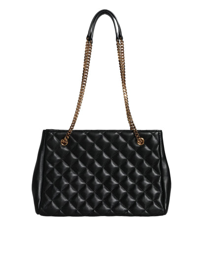 Black Quilted Nappa Leather Shoulder Chain Strap Bag