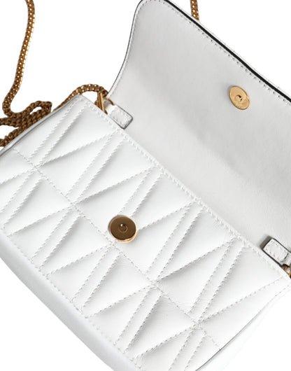 White Quilted Nappa Leather Crossbody Shoulder Bag