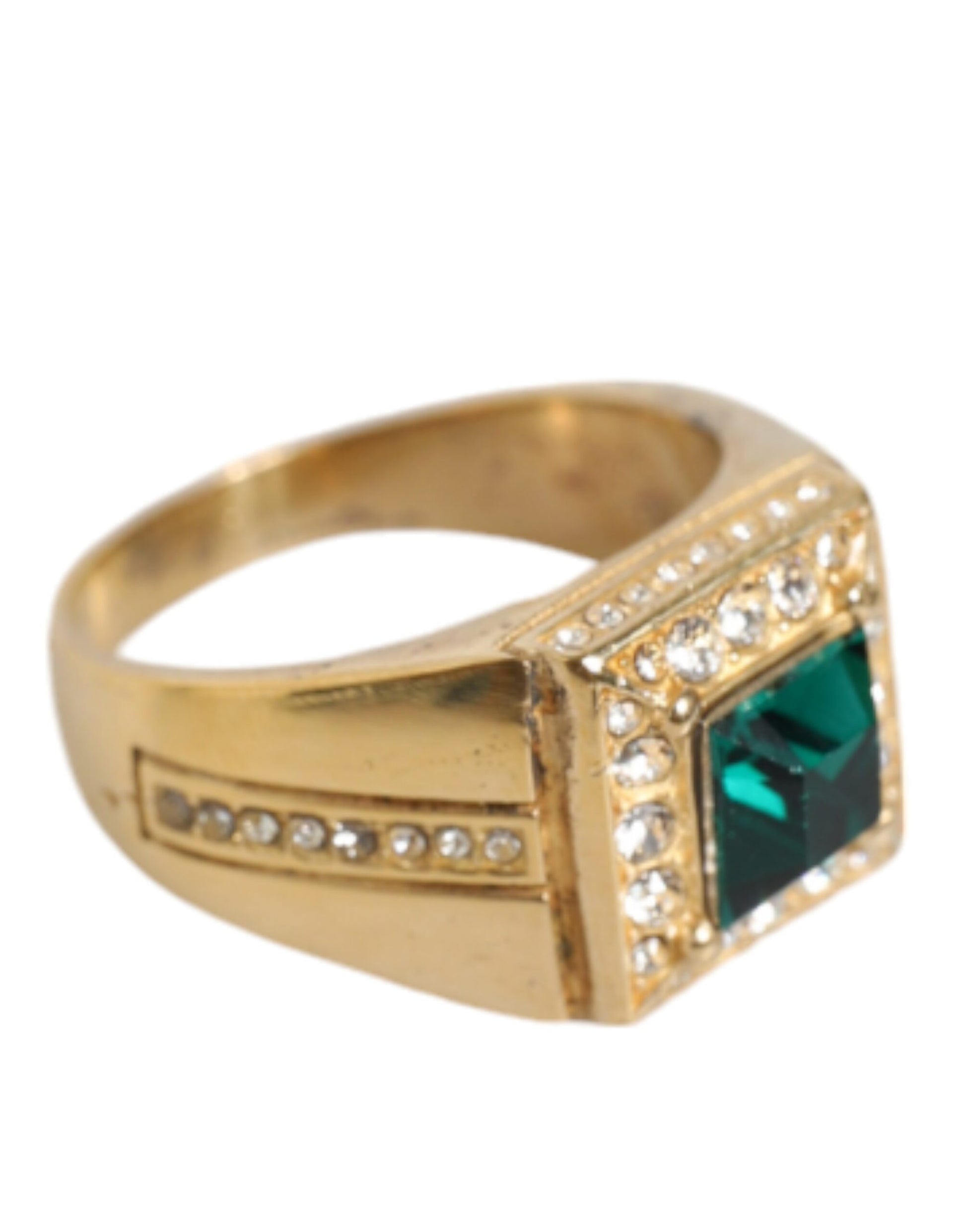 Gold Plated 925 Silver Green Crystal Ring