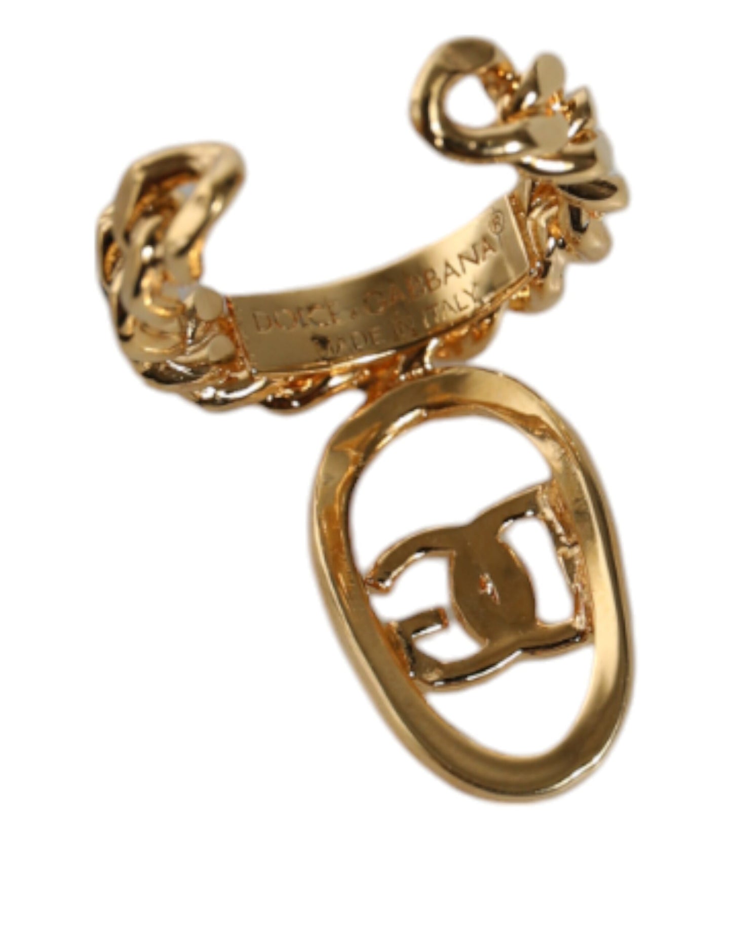 Gold Plated Open DG Logo Curb Chain Ring