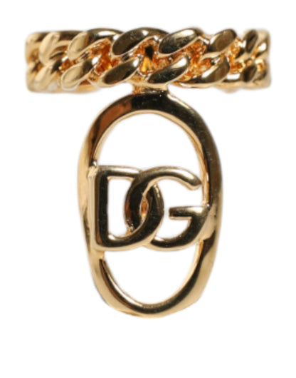 Gold Plated Open DG Logo Curb Chain Ring