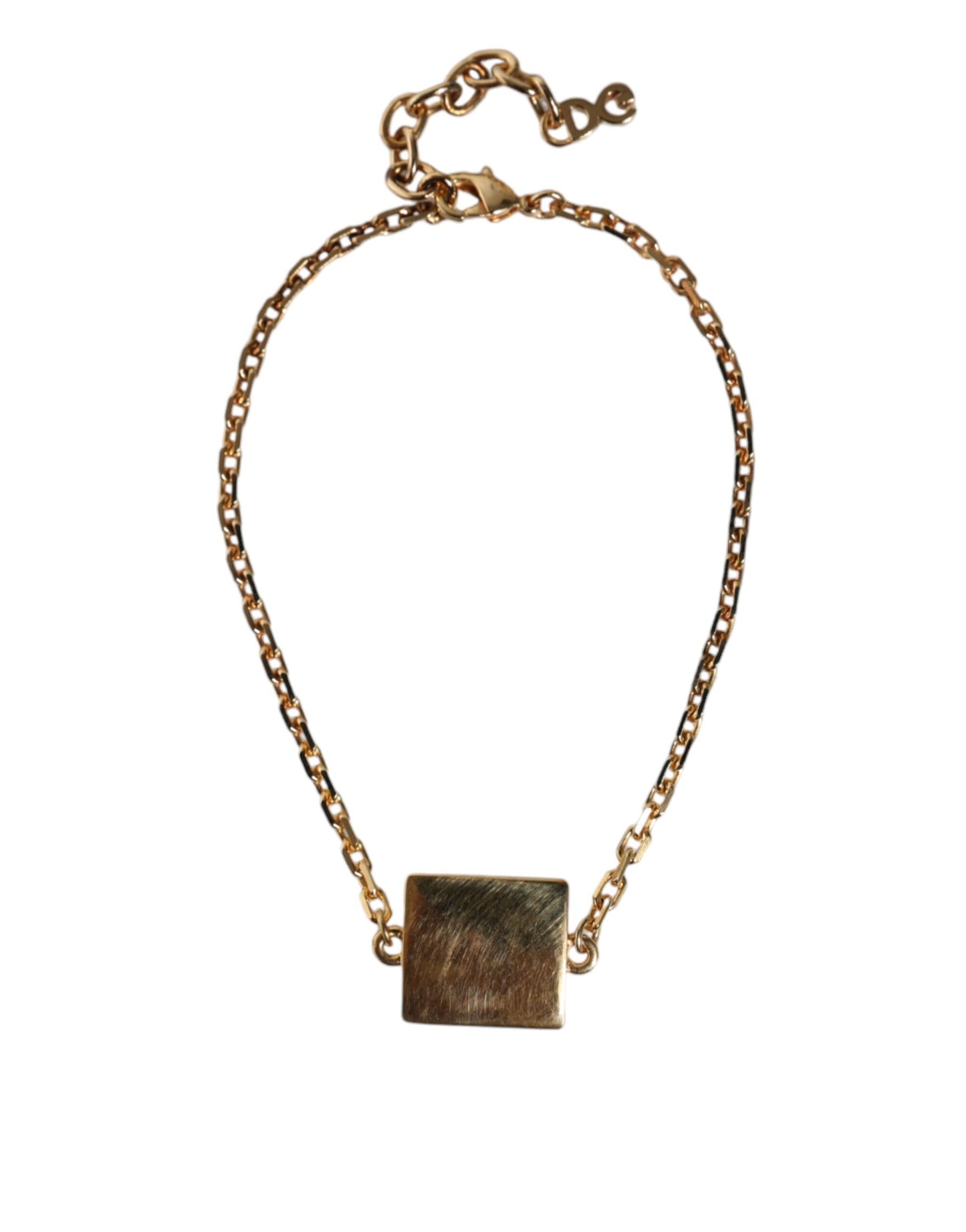 Gold Brass Chain Logo Sicily Pendant Necklace