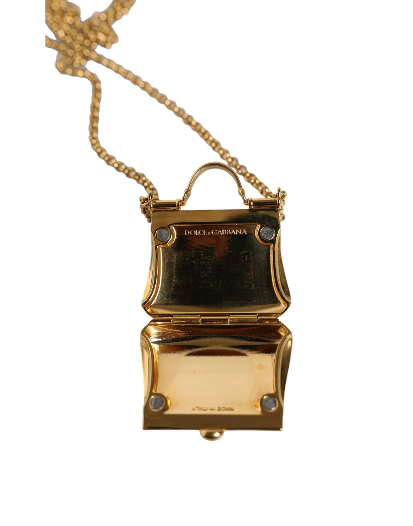 Gold Brass Chain Sicily Micro Bag Pendant Necklace