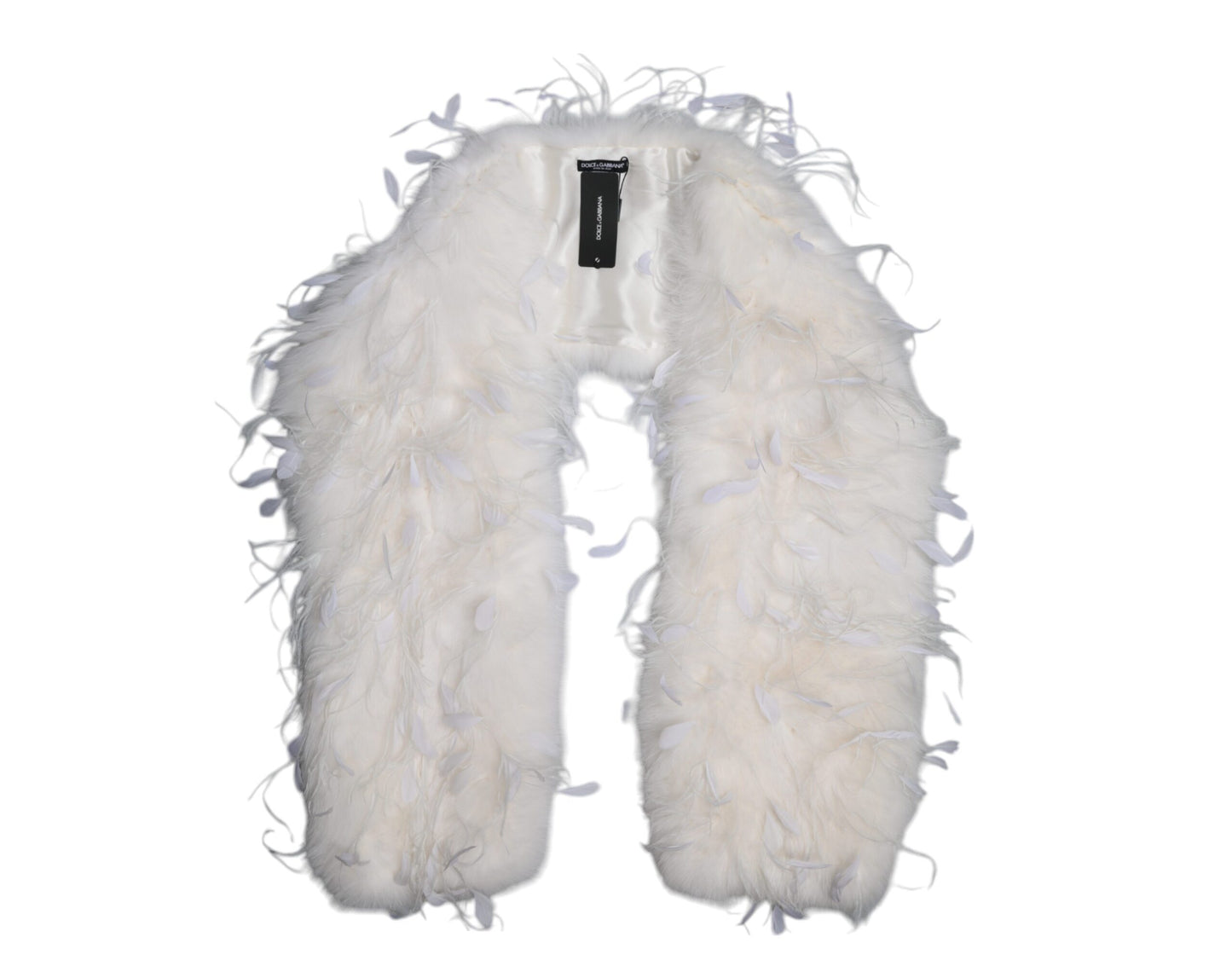 White Fox Rooster Feathers Neck Warmer Scarf