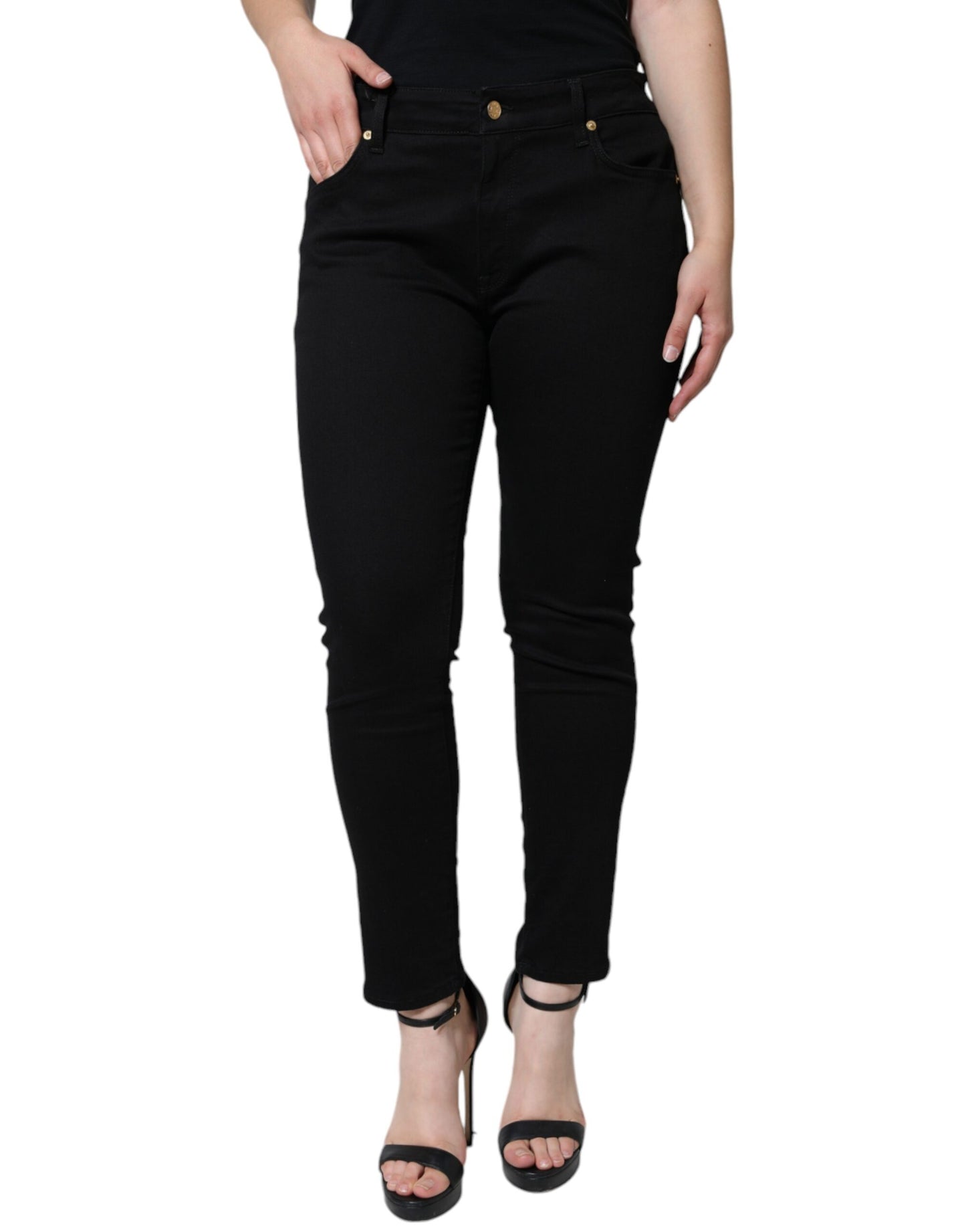 Black Cotton Stretch Skinny Denim Jeans