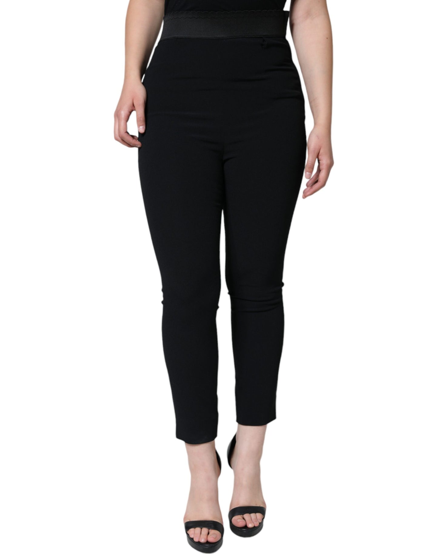 Black Viscose High Waist Tapered Pants