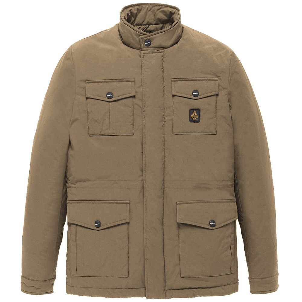 Brown Nylon Men Jacket