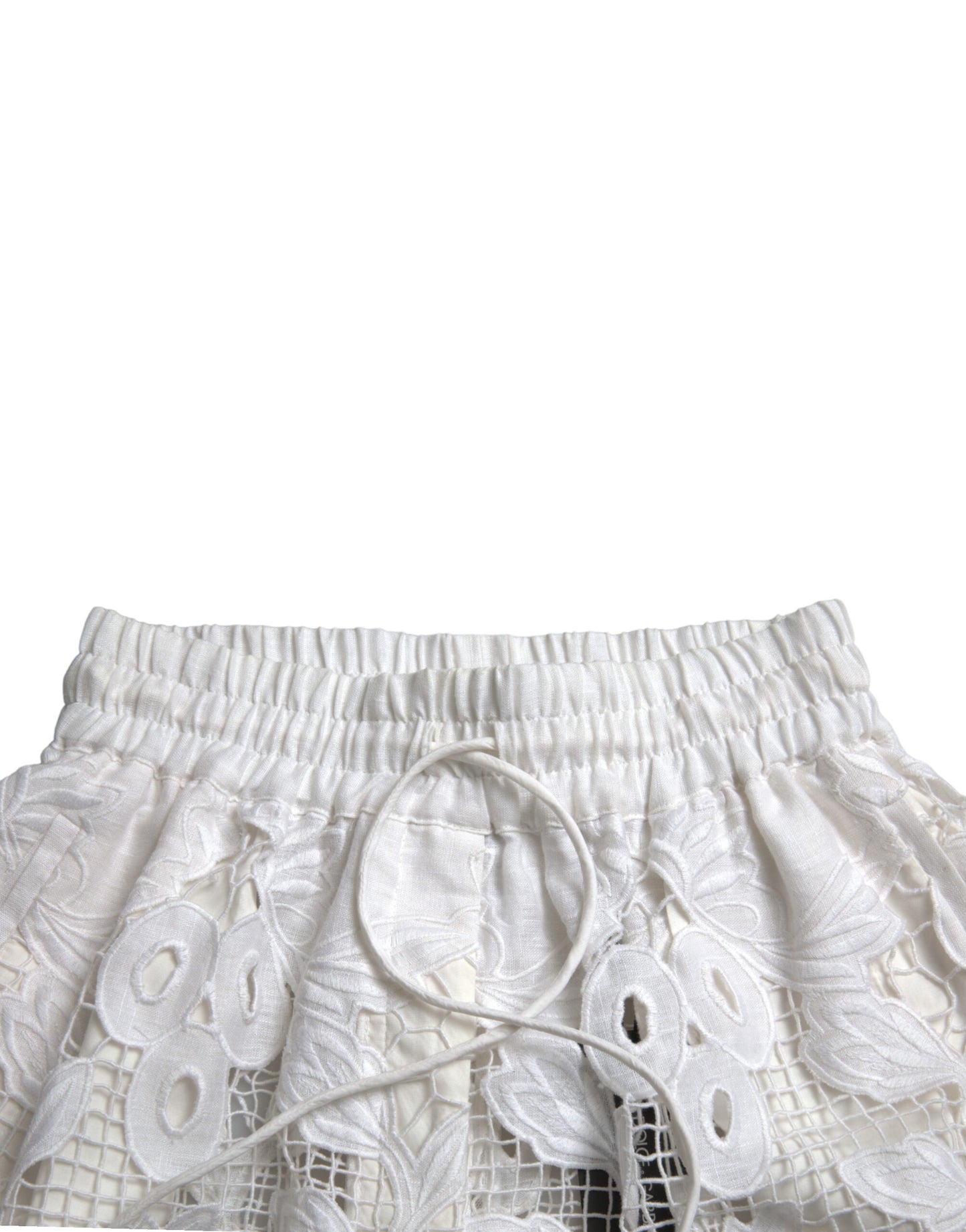Chic High-Waisted Lace Shorts in Pure White