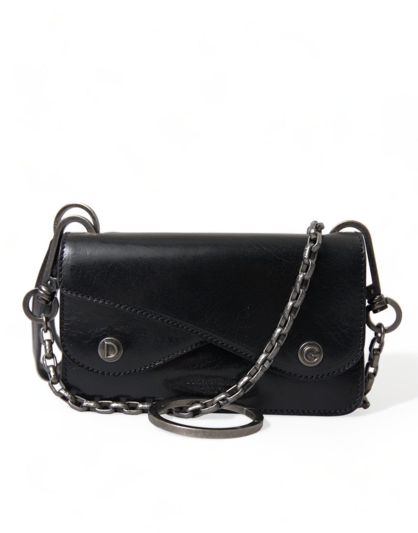 Sleek Black Leather Shoulder Bag