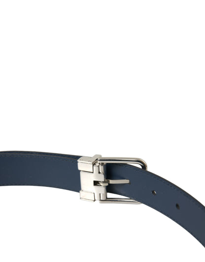 Elegant Navy Blue Leather Belt