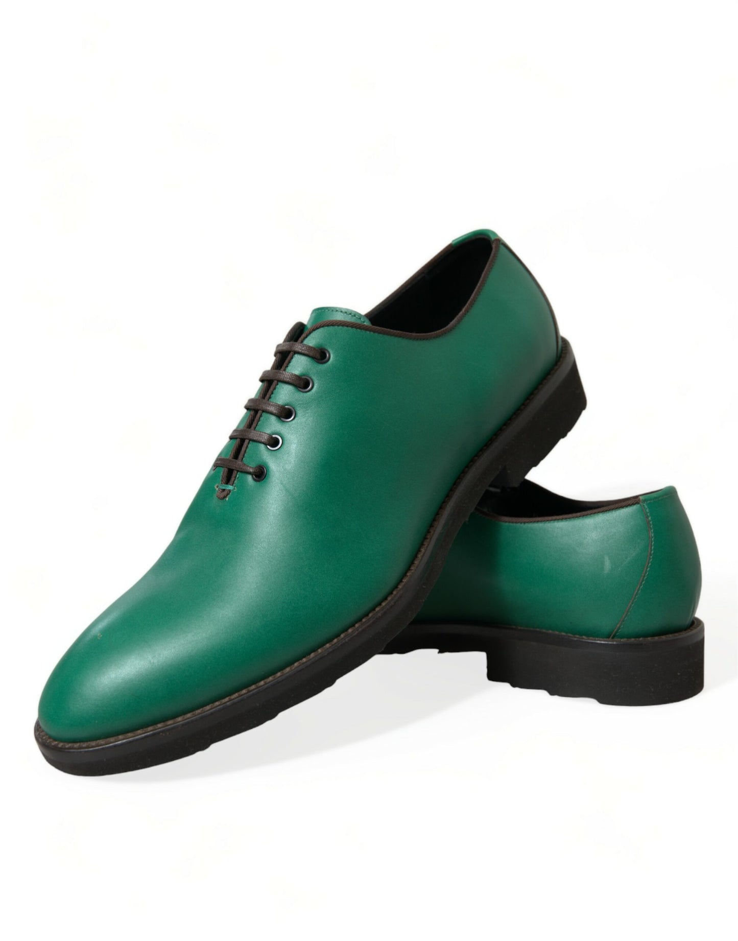 Elegant Green Leather Oxford Dress Shoes