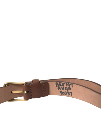 Elegant Brown Calf Leather Waist Belt