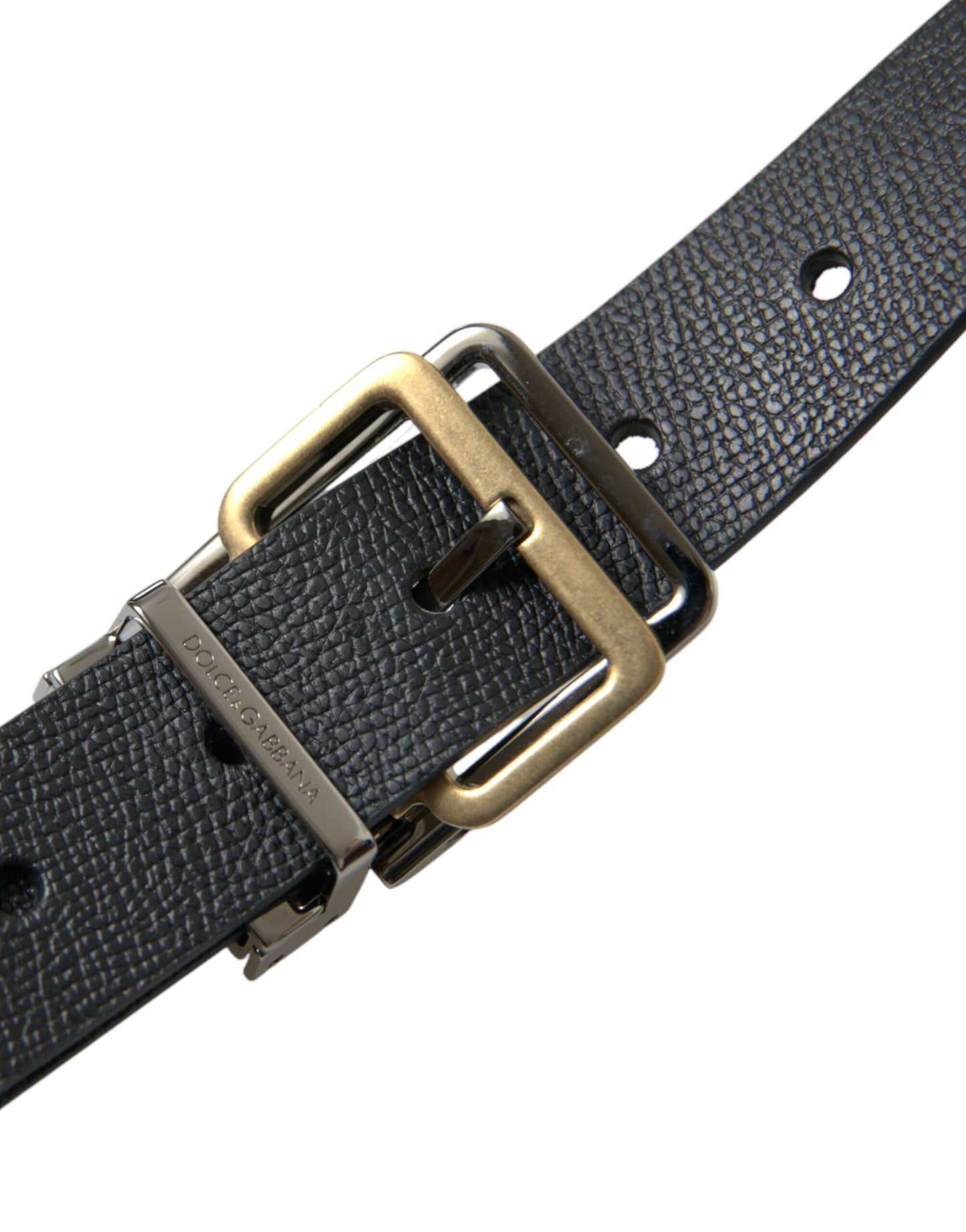 Elegant Black Leather Belt with Metal Buckle