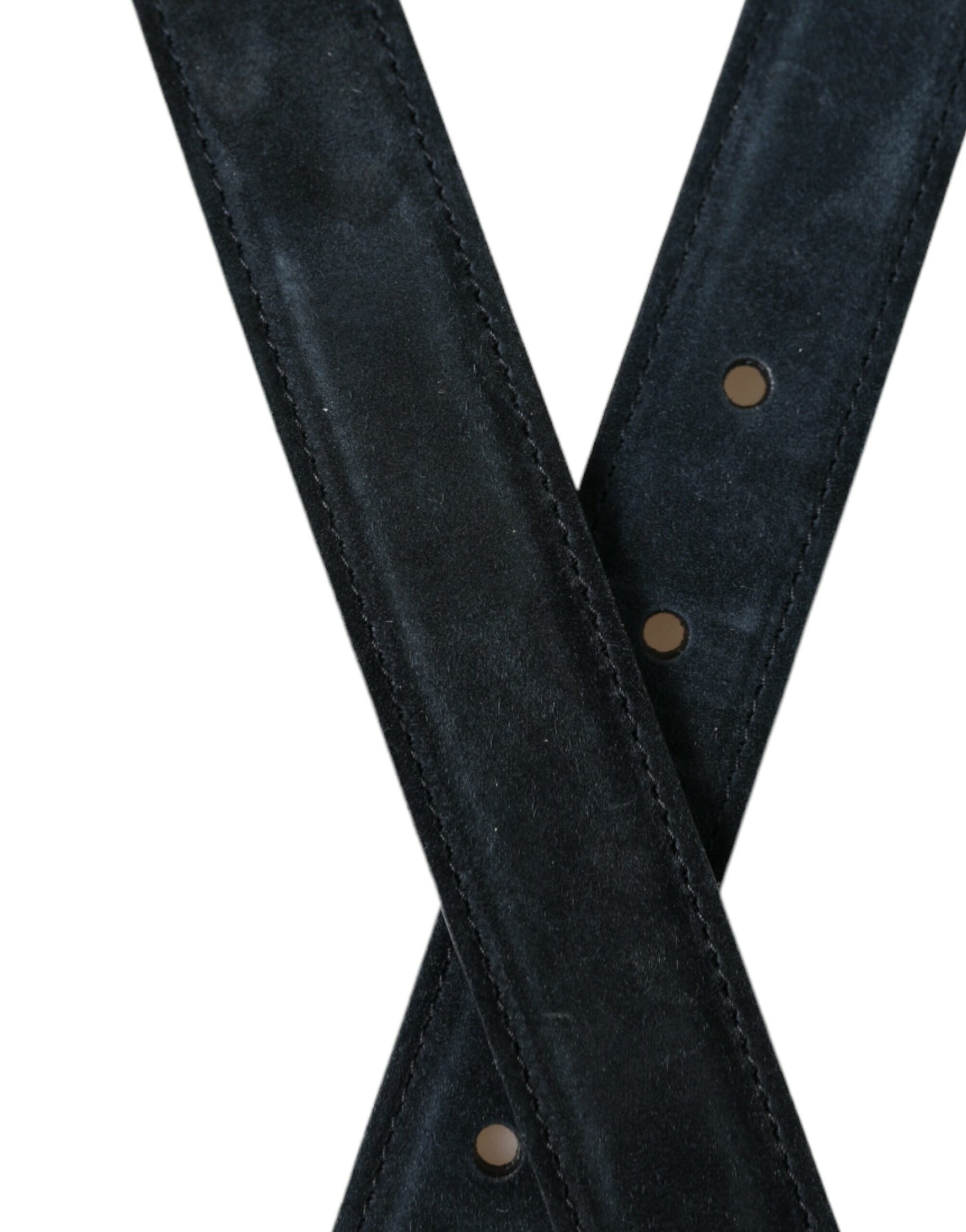 Elegant Blue Leather Belt with Metal Buckle
