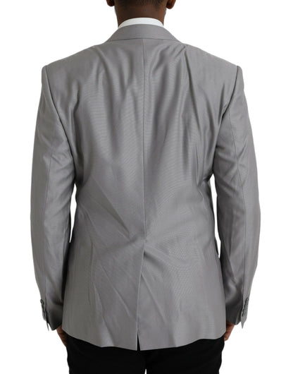 Gray Wool Peak Single Breasted Coat Blazer