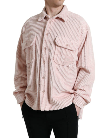 Elegant Cotton Shirt Sweater in Pink