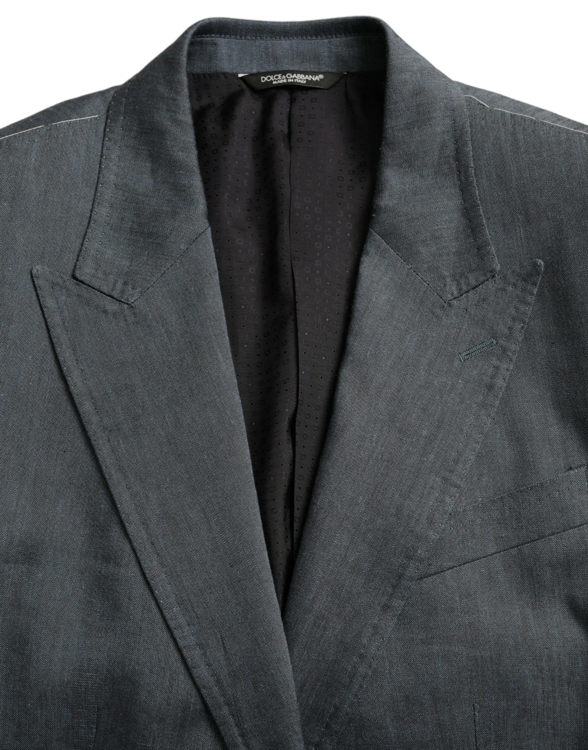 Blue Linen NAPOLI Single Breasted Coat Blazer