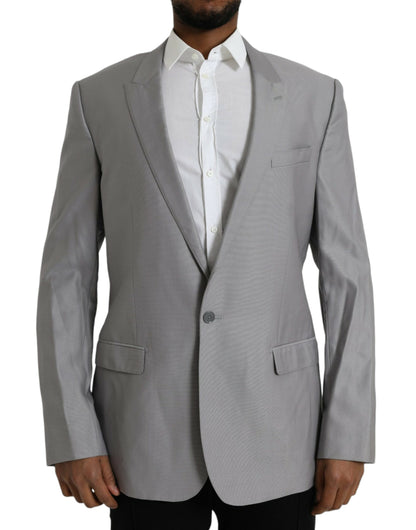 Gray Wool Peak Single Breasted Coat Blazer