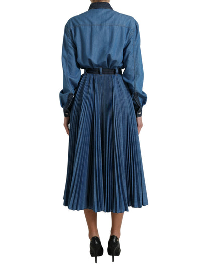 Elegant Denim A-Line Midi Dress