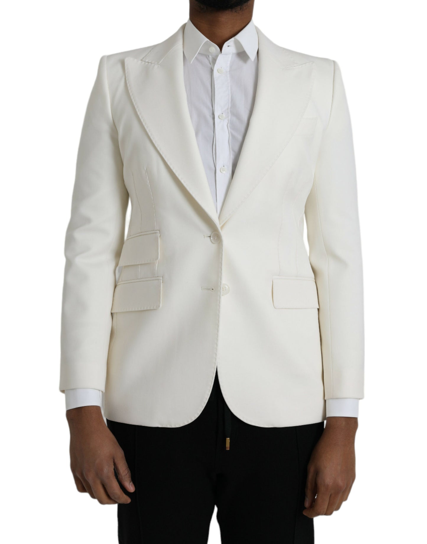 White Wool Single Breasted Coat Blazer