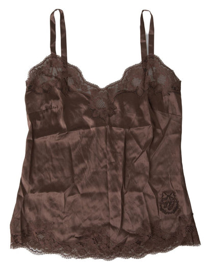 Silk Blend Camisole Top in Brown