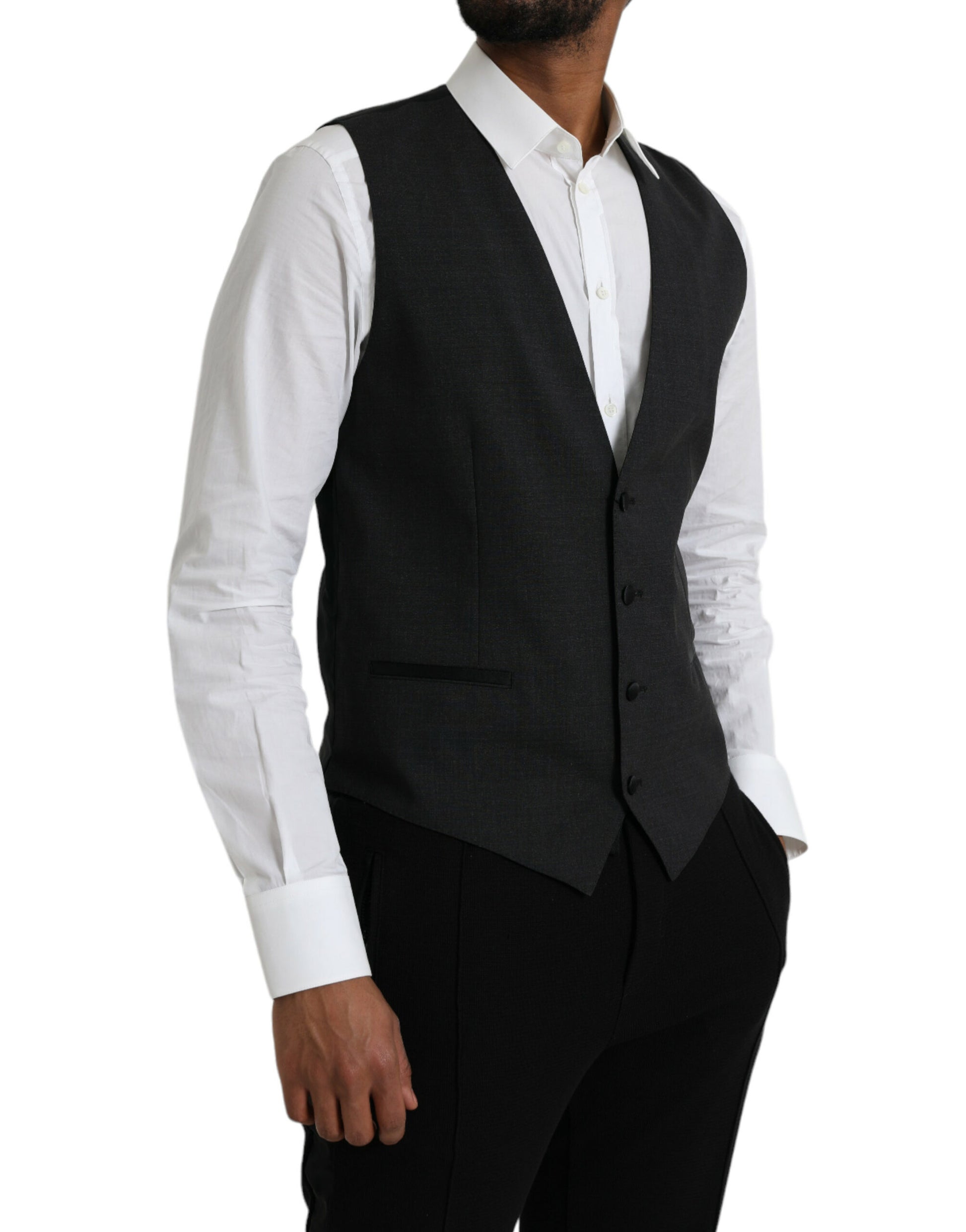 Black Cotton Waistcoat Dress Formal Vest