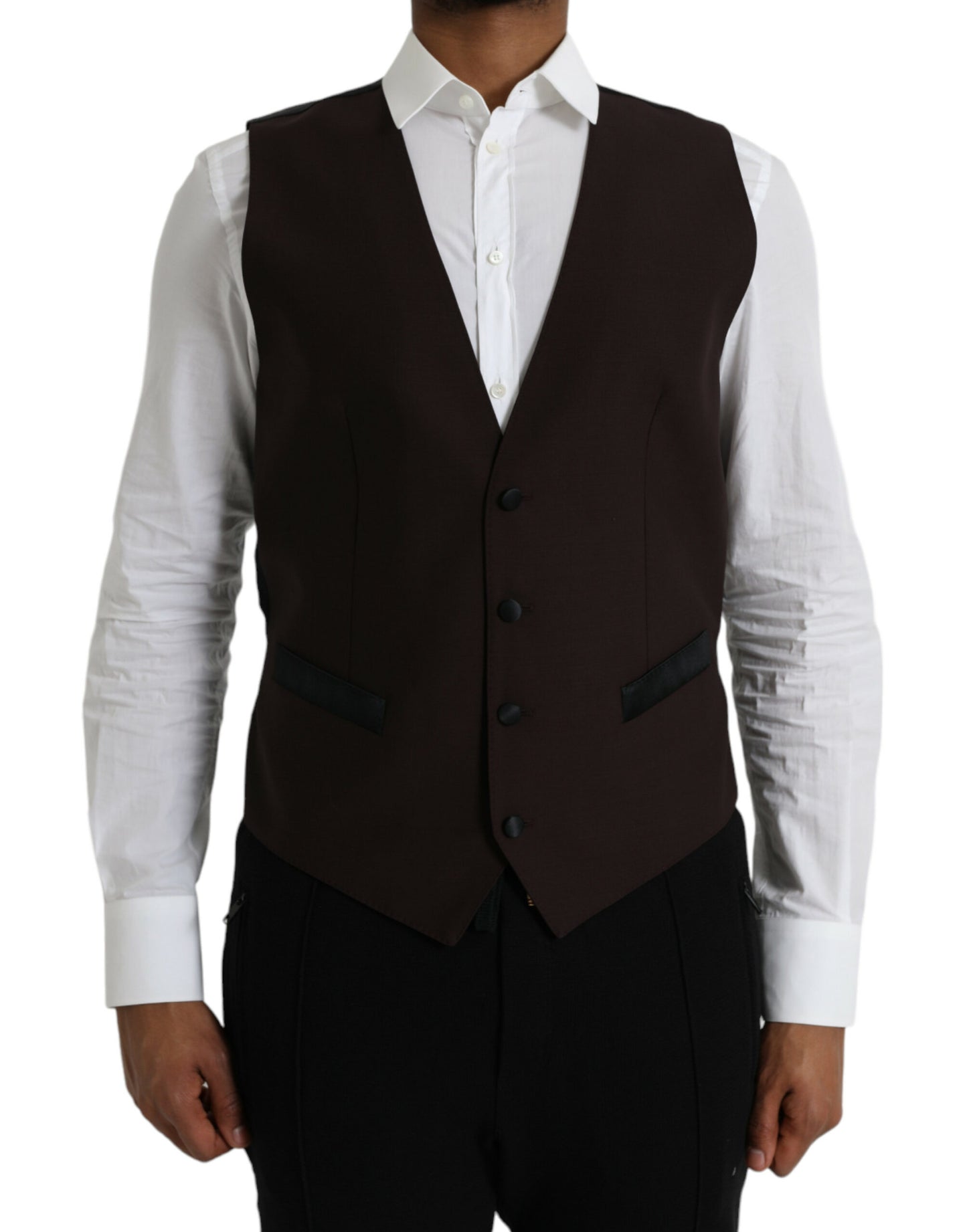 Brown Wool Waistcoat Dress Formal Vest