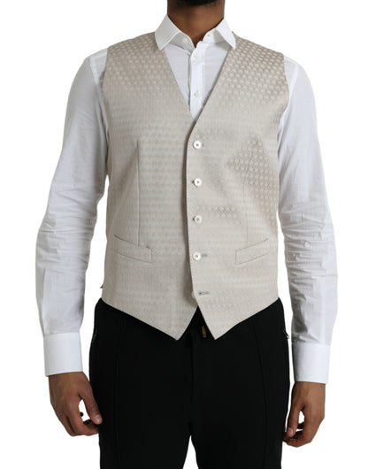 Off White Cotton Waistcoat Dress Formal Vest