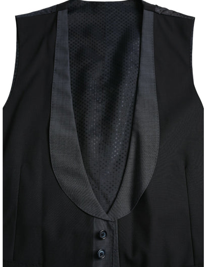 Black Wool Waistcoat Dress Formal Vest