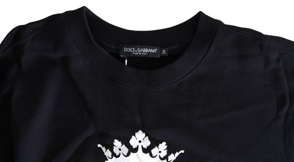 Elegant Embellished Black Crew Neck Sweater