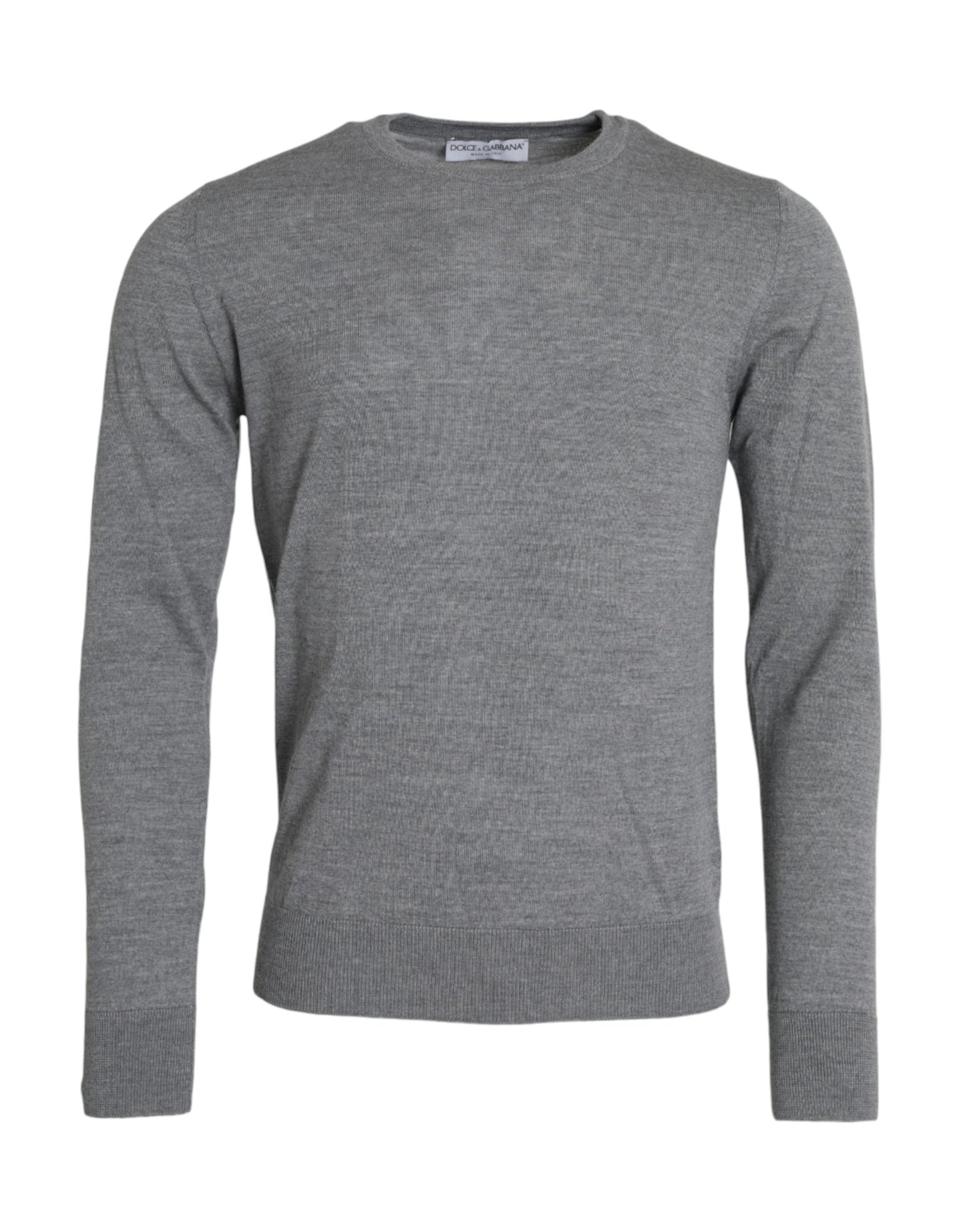 Ash Gray Wool Crew Neck Pullover Sweater