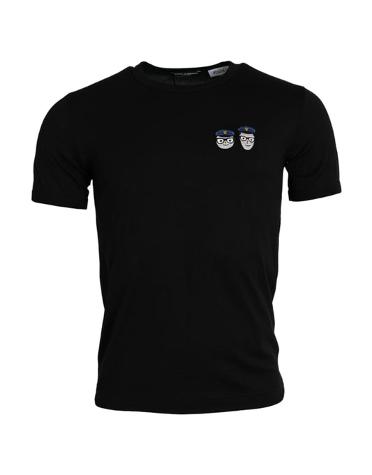 Black #DGFamily Cotton Crew Neck T-shirt