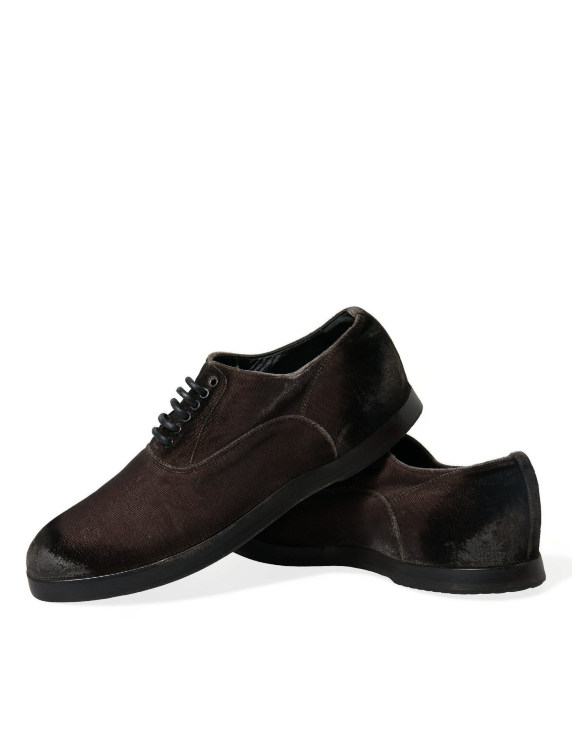 Elegant Brown Velvet Oxford Lace-up Shoes