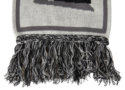 Elegant Gray Cashmere Men's Scarf