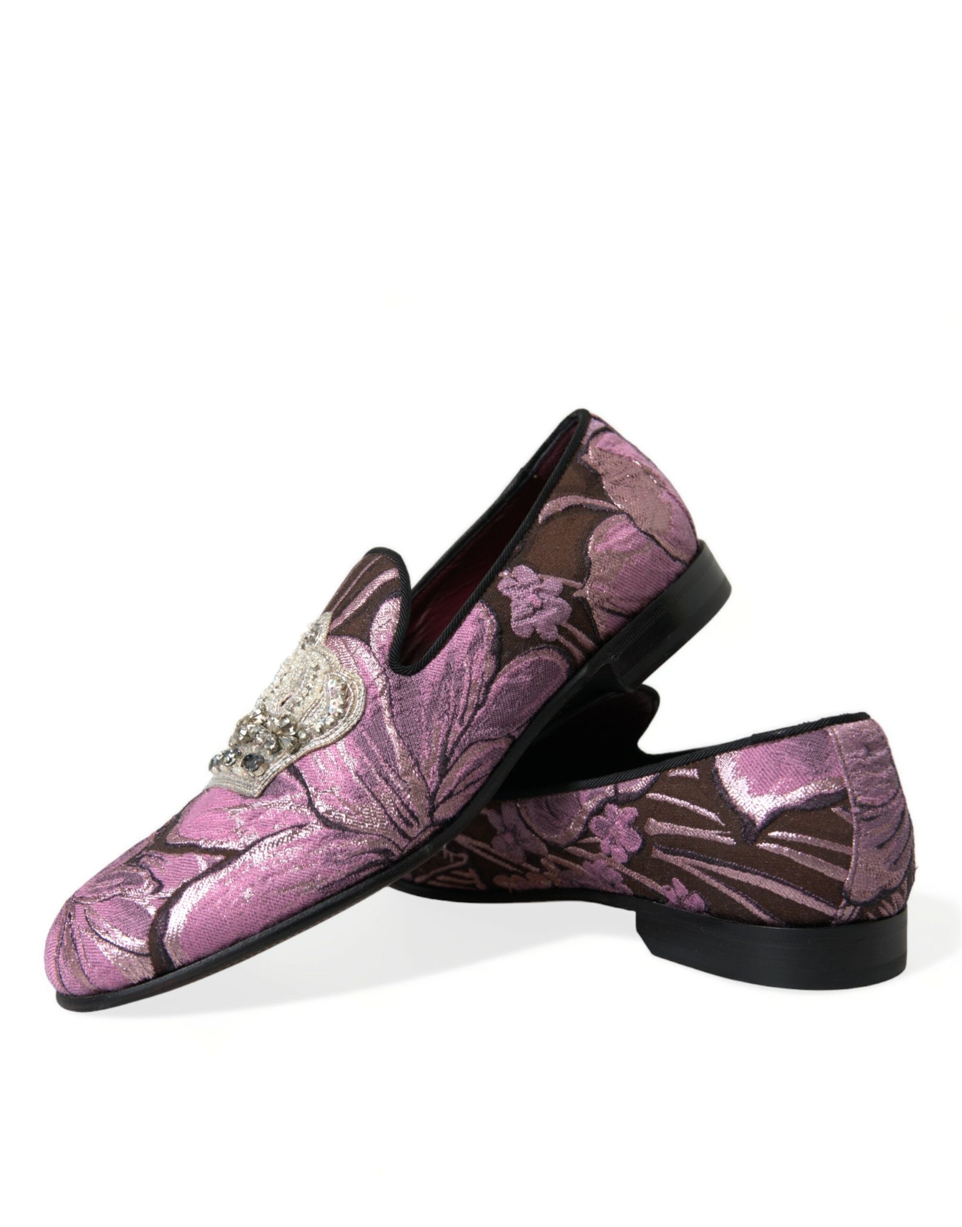 Elegant Pink Crystal-Embellished Loafers