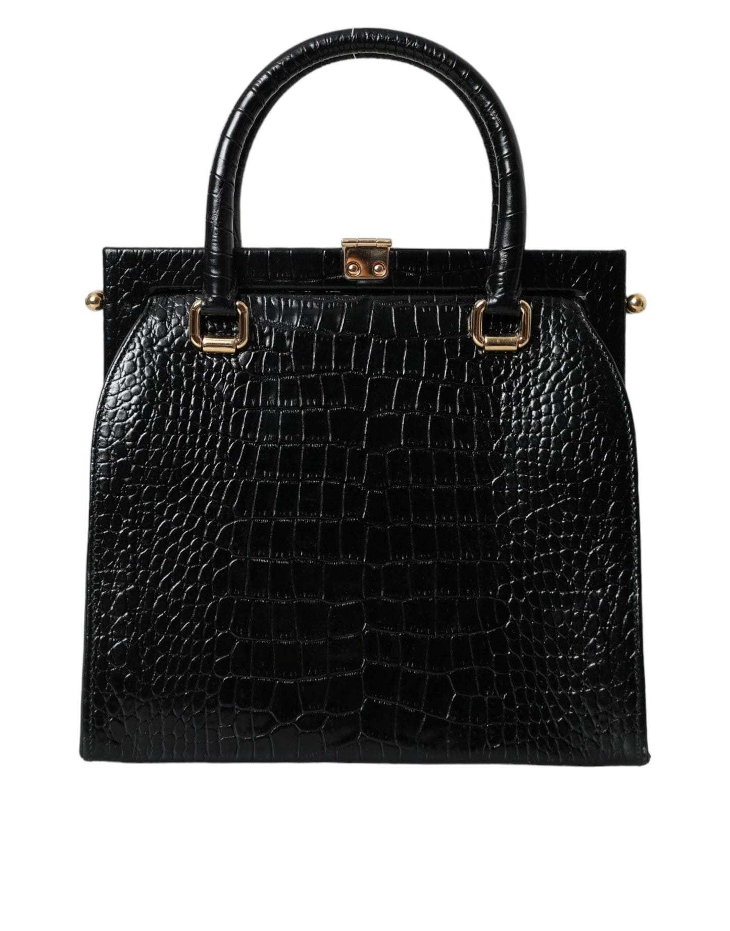 Black Exotic Leather Top Handle Tote Women Bag