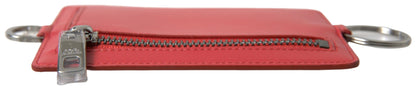 Elegant Red Leather Lanyard Card Holder