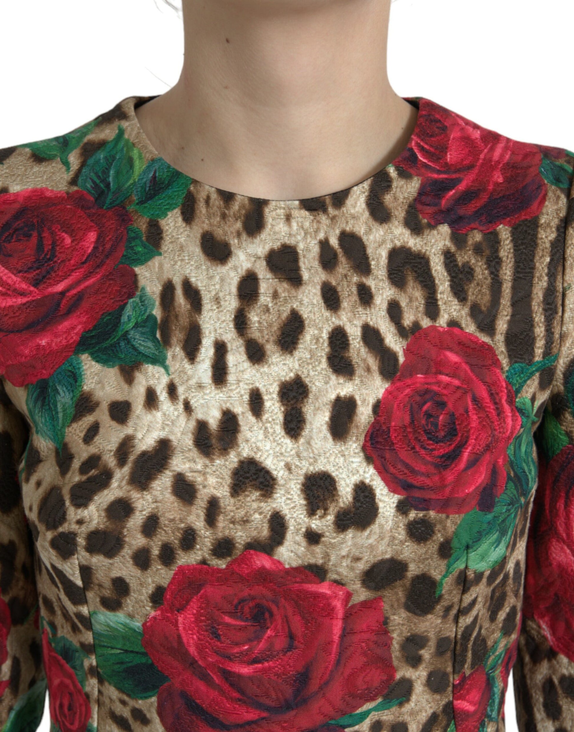Elegant A-Line Leopard & Floral Dress